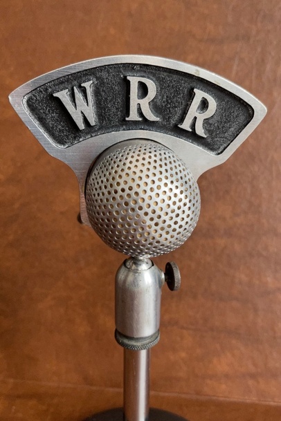vintage WRR Radio microphone flag historical pioneer station