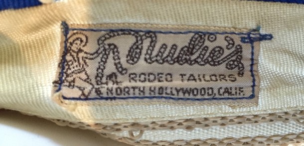Label inside Ramblin Lou's famous Nudie Suit made by Nudie Cohn